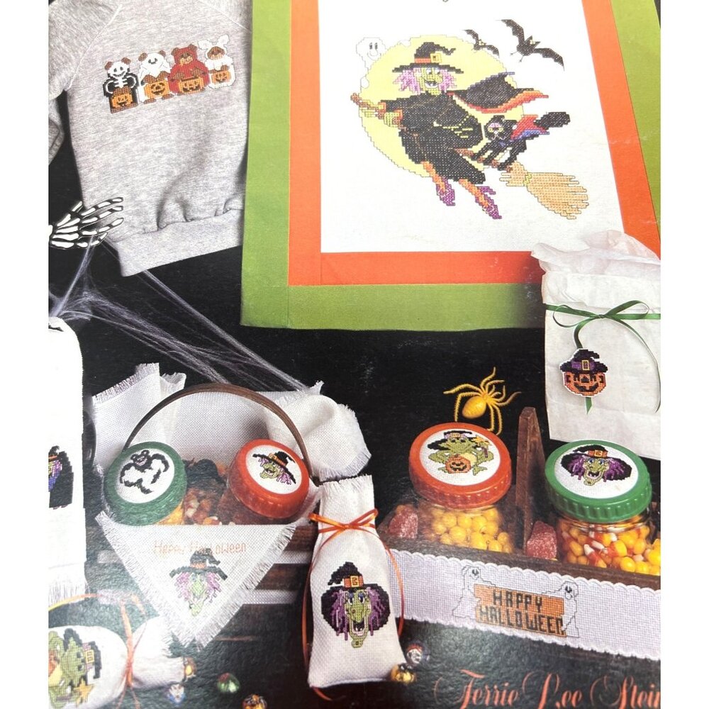 Bewitchin Stitchin Cross-Stitch Pattern Booklet Halloween Designs By Leisure Art